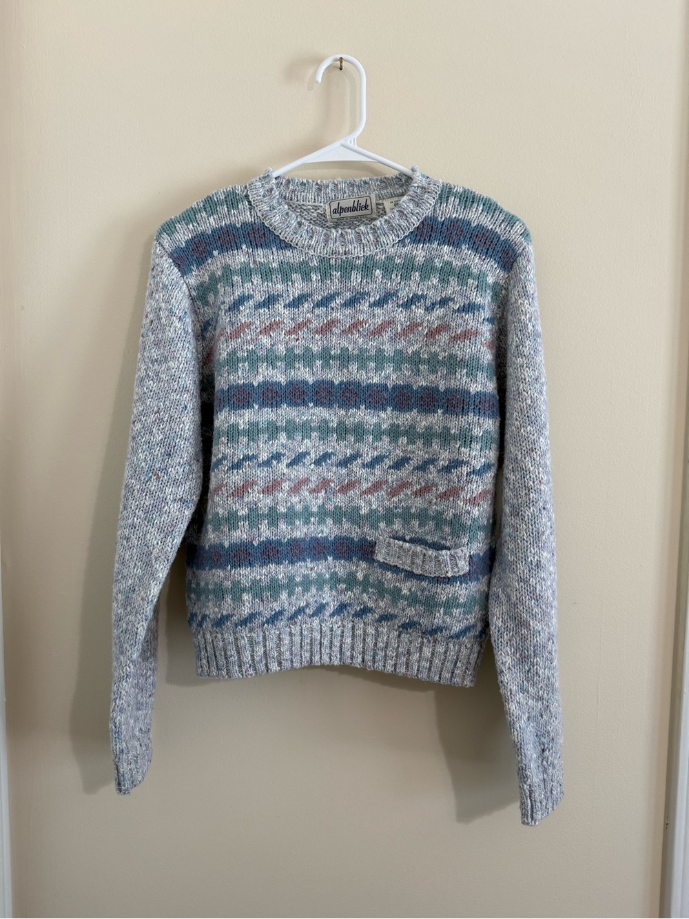 Vintage Rare Alpenblick Crewneck Sweater Wool Cotton blend Soft Pastel S / M